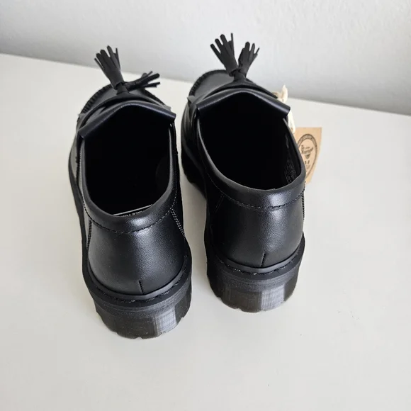 NWT Dr. MartensVegan Adrian Felix Platform Black Tassel Loafers, Mens 10